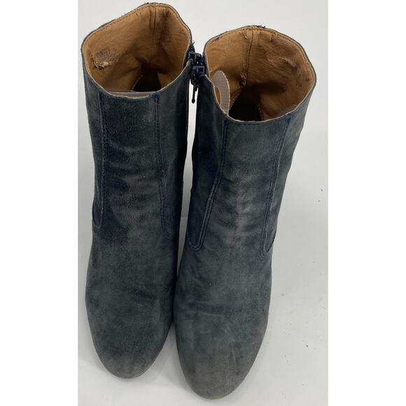 Lucky brand women 5 Gray suede leather zip roundtoe chunky block heel ankle boot - Picture 3 of 9